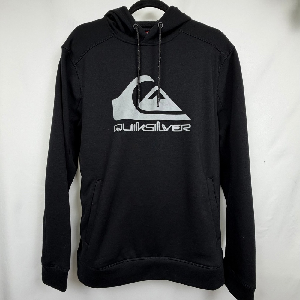 Quiksilver Mens Black Logo Hoodie Sweatshirt QA34KT027 Size Medium